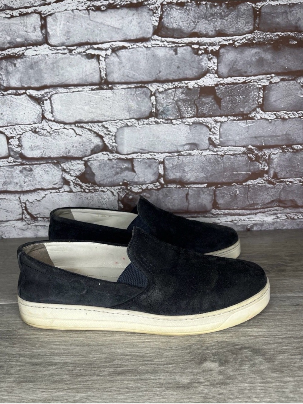 Prada Sport Black Suede Leather Slip On Sneakers Shoes Women’s Sz 39EU/8.5M US